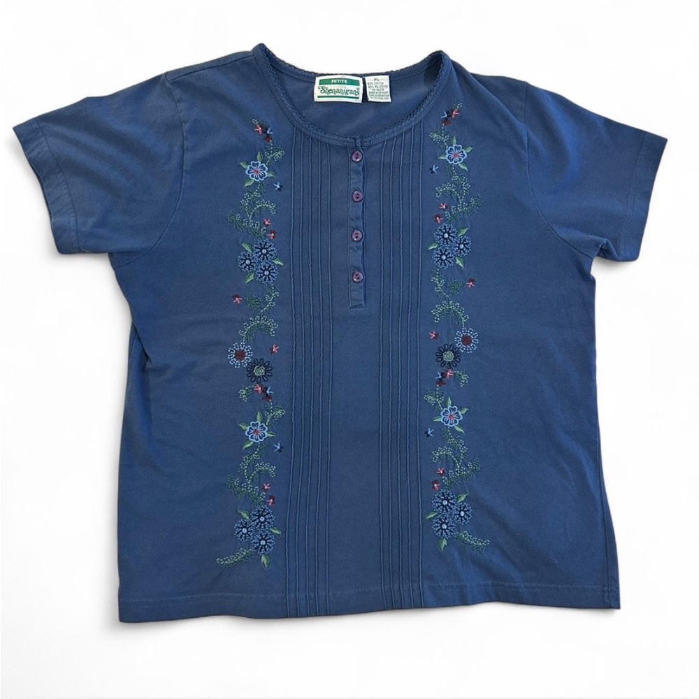 Embroidered button-up blouse